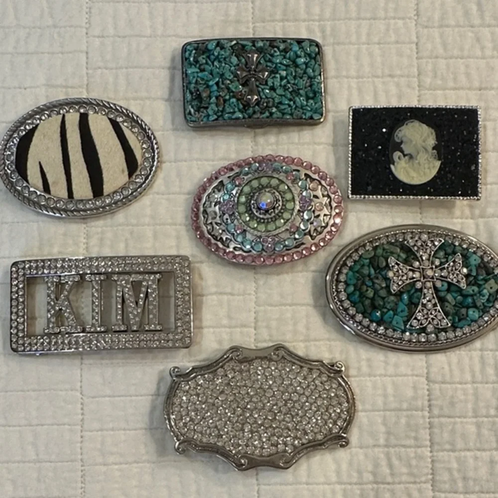 Belt Buckles Vintage Western Rhinestone Turquoise Statement Cowgirl Rodeo Bling